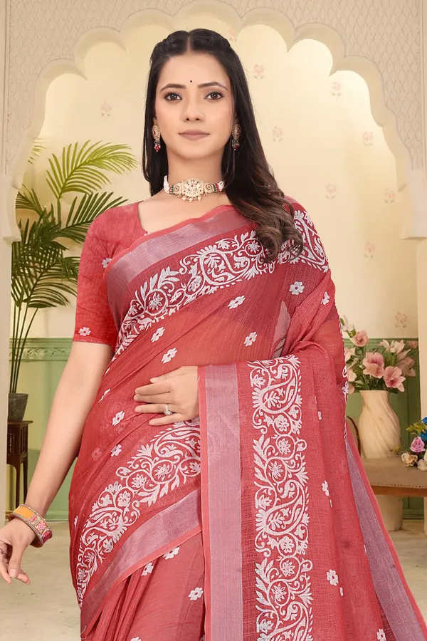 Multicolor_Cotton_Linen_Digital_Print_Saree_For_Women