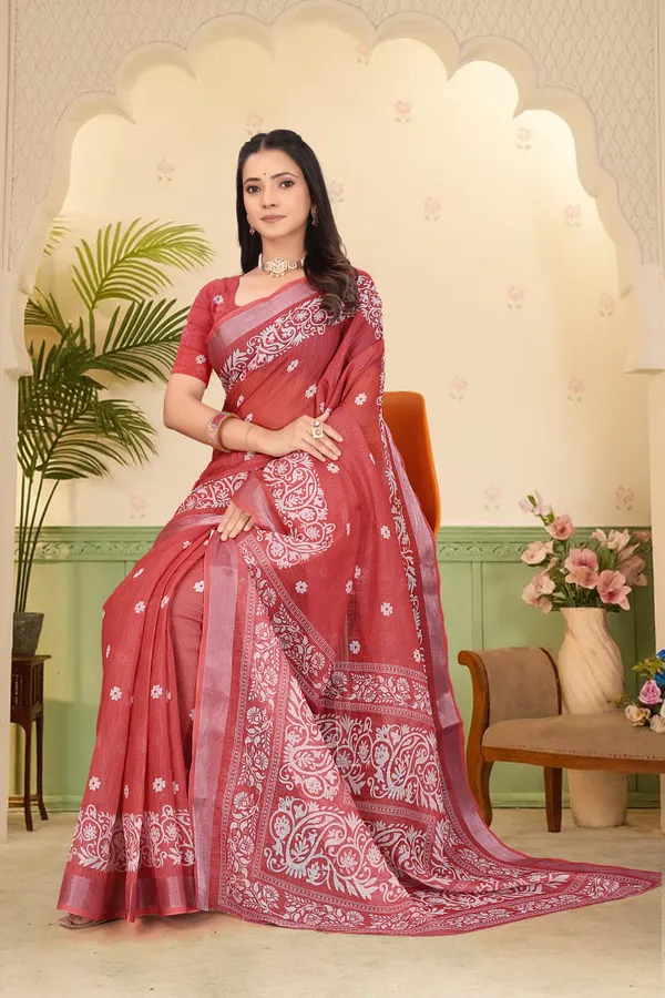 Multicolor_Cotton_Linen_Digital_Print_Saree_For_Women