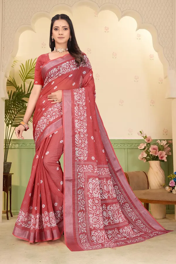 Multicolor_Cotton_Linen_Digital_Print_Saree_For_Women