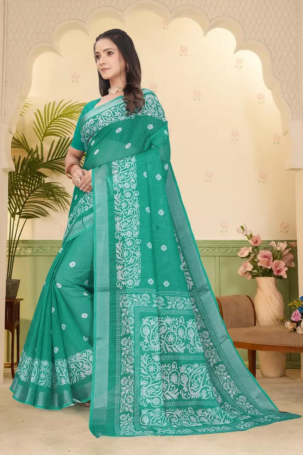 Light_Green_Cotton_Linen_Digital_Print_Saree_For_Women