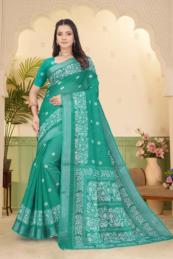 Light_Green_Cotton_Linen_Digital_Print_Saree_For_Women