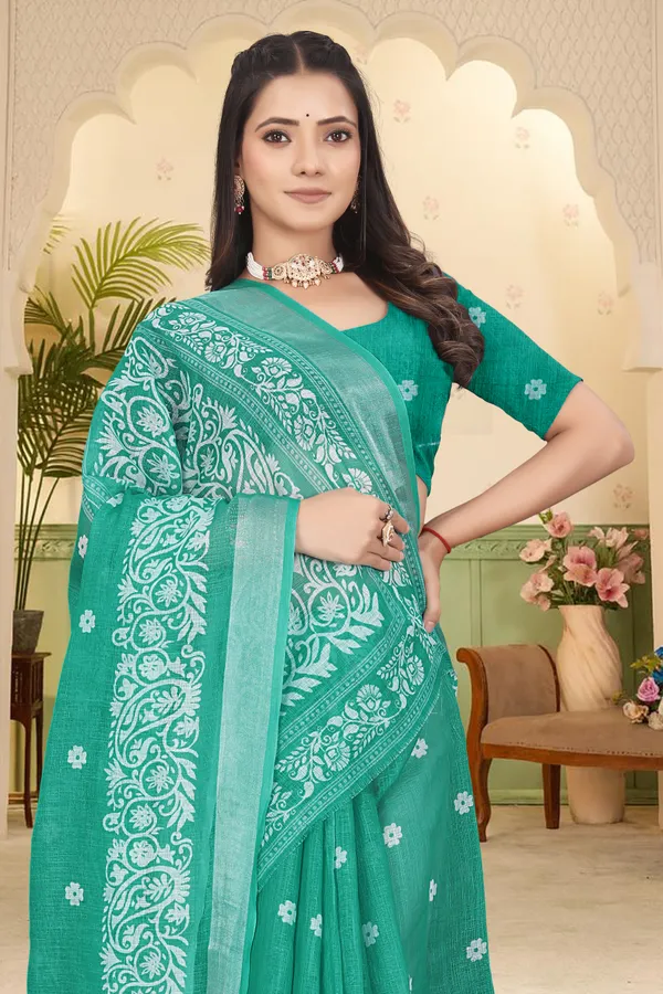 Light_Green_Cotton_Linen_Digital_Print_Saree_For_Women