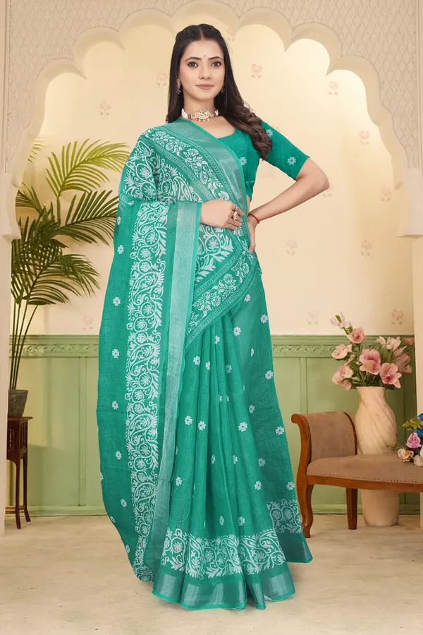 Light_Green_Cotton_Linen_Digital_Print_Saree_For_Women