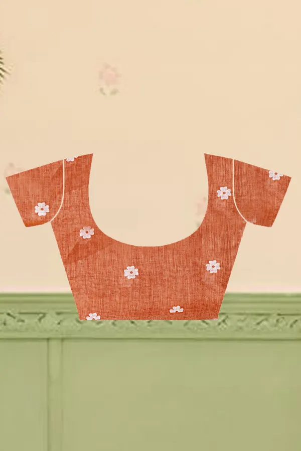 Orange_Cotton_Linen_Digital_Print_Saree_For_Women