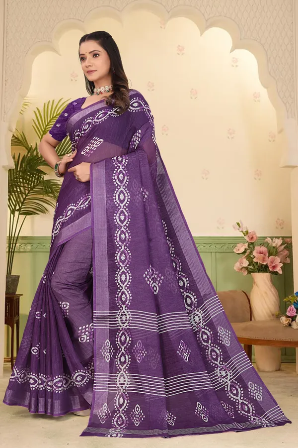 Purple_Cotton_Linen_Digital_Print_Saree_For_Women