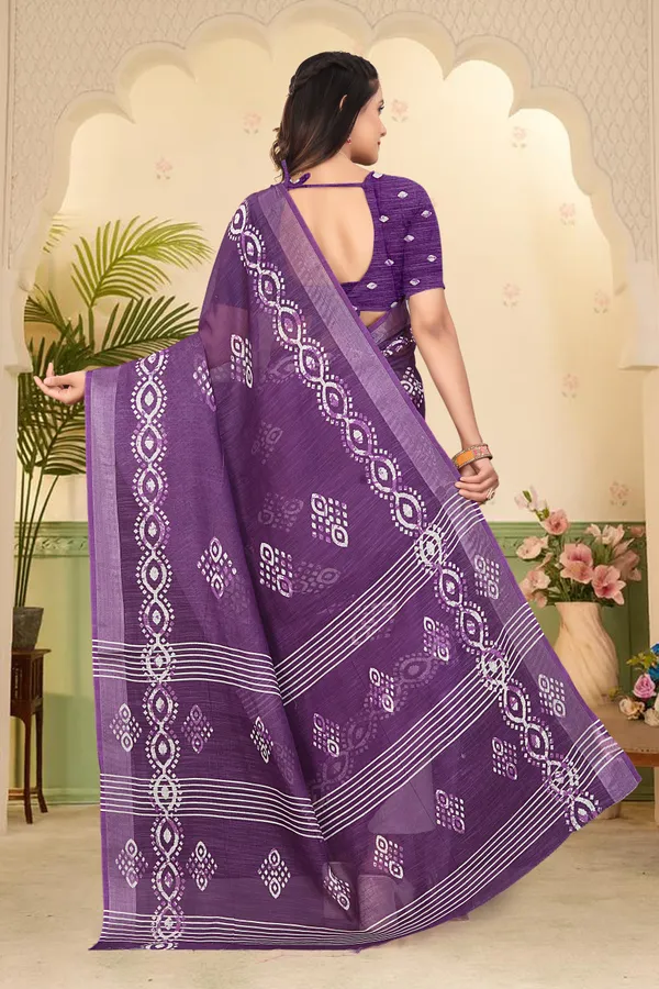 Purple_Cotton_Linen_Digital_Print_Saree_For_Women