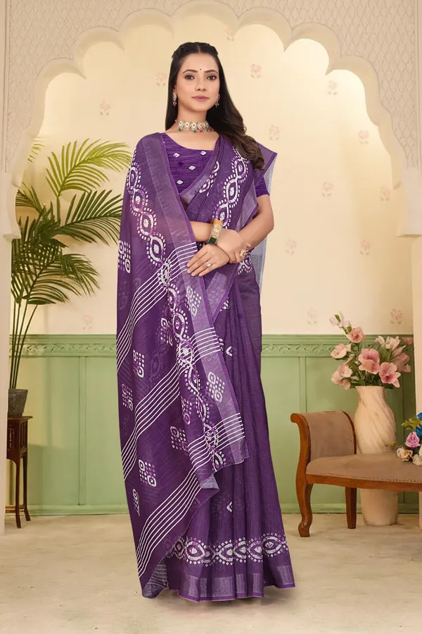 Purple_Cotton_Linen_Digital_Print_Saree_For_Women