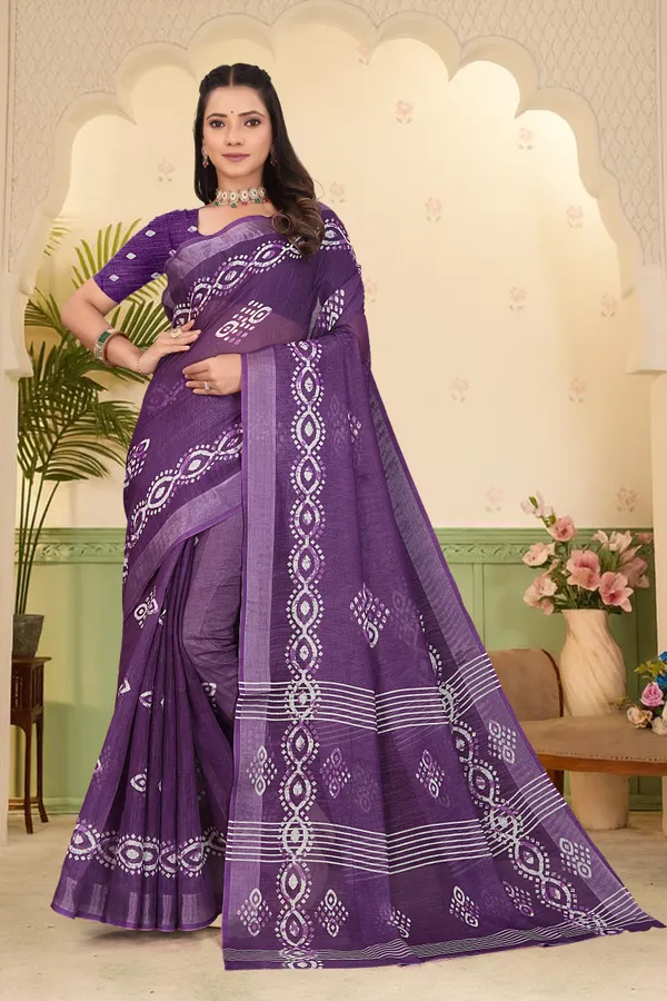Purple_Cotton_Linen_Digital_Print_Saree_For_Women