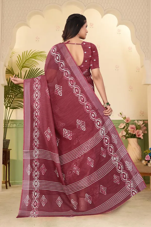 Maroon_Cotton_Linen_Digital_Print_Saree_For_Women