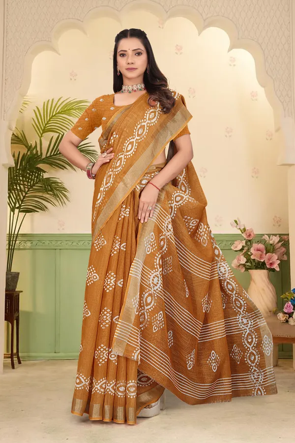 Orange_Cotton_Linen_Digital_Print_Saree_For_Women