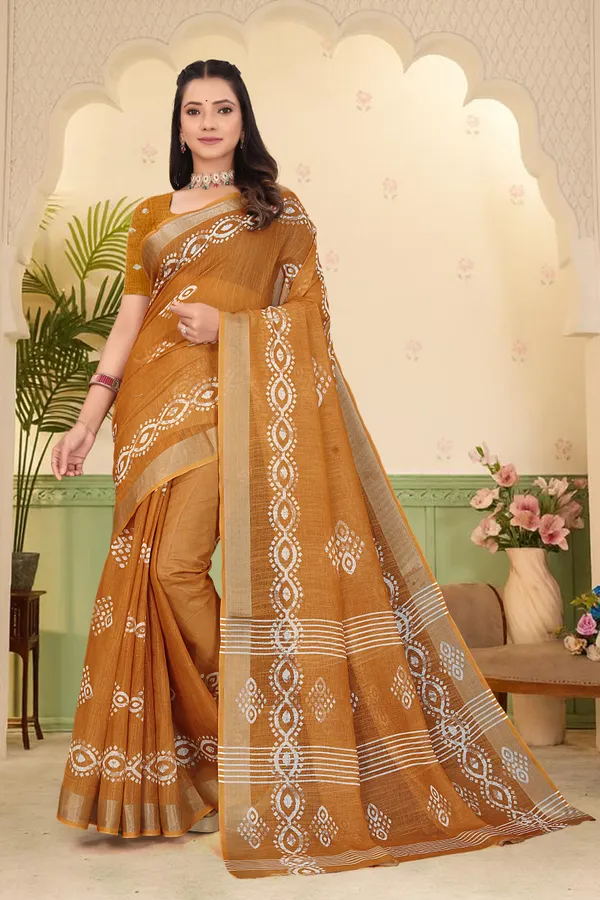 Orange_Cotton_Linen_Digital_Print_Saree_For_Women