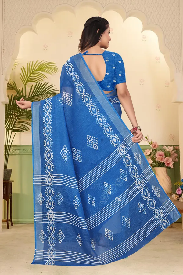 Blue_Cotton_Linen_Digital_Print_Saree_For_Women