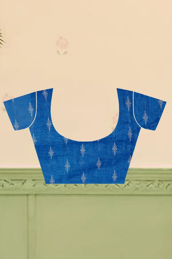 Blue_Cotton_Linen_Digital_Print_Saree_For_Women