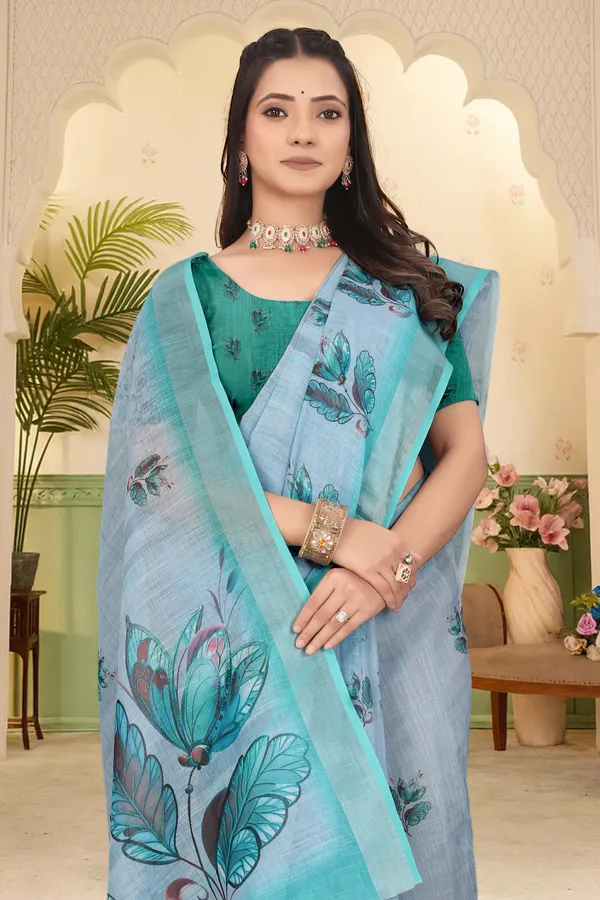 Light_Green_Cotton_Linen_Digital_Print_Saree_For_Women