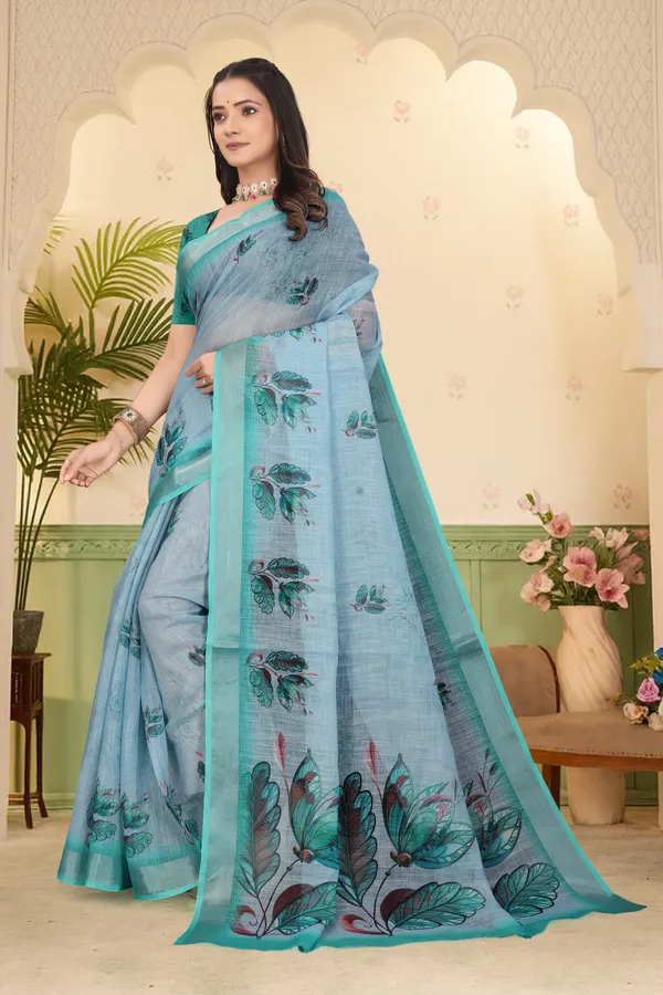 Light_Green_Cotton_Linen_Digital_Print_Saree_For_Women