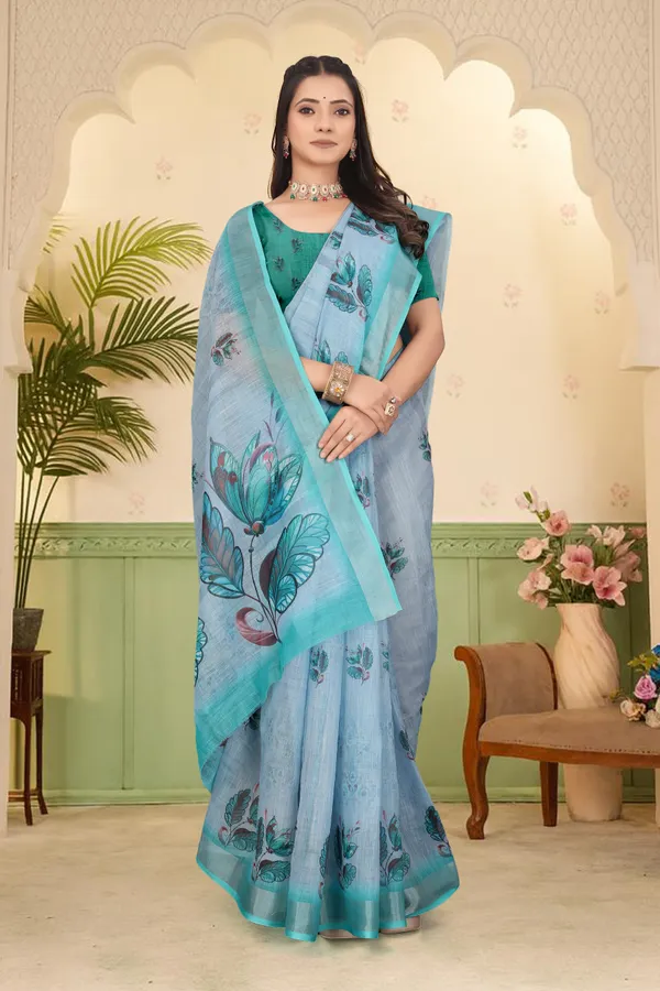 Light_Green_Cotton_Linen_Digital_Print_Saree_For_Women