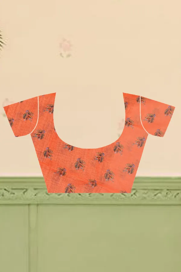 Orange_Cotton_Linen_Digital_Print_Saree_For_Women