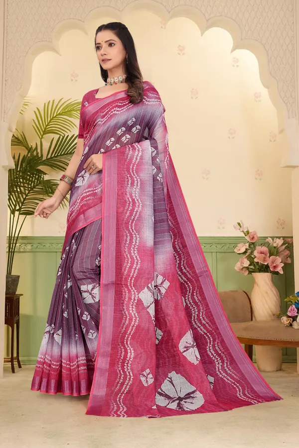 Purple_Cotton_Linen_Digital_Print_Saree_For_Women