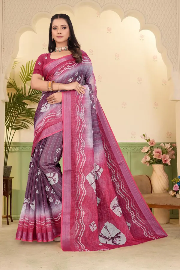 Purple_Cotton_Linen_Digital_Print_Saree_For_Women