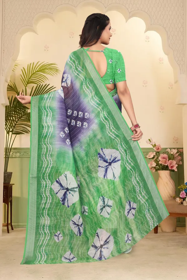 Green_Cotton_Linen_Digital_Print_Saree_For_Women