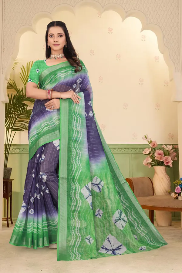 Green_Cotton_Linen_Digital_Print_Saree_For_Women