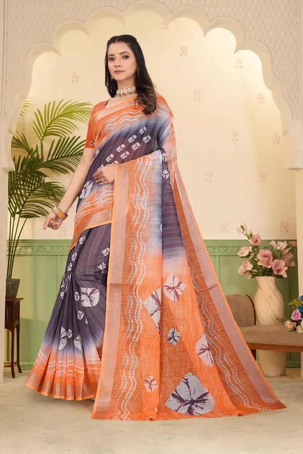 Orange_Cotton_Linen_Digital_Print_Saree_For_Women