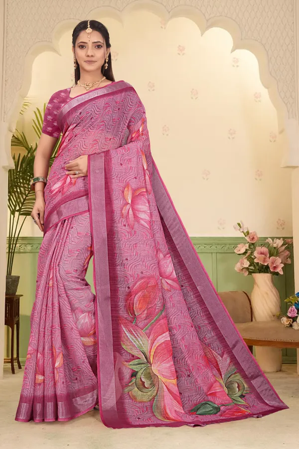 Multicolor_Cotton_Linen_Digital_Print_Saree_For_Women