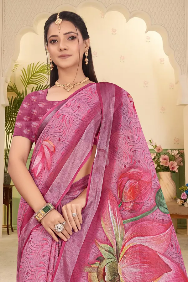 Multicolor_Cotton_Linen_Digital_Print_Saree_For_Women