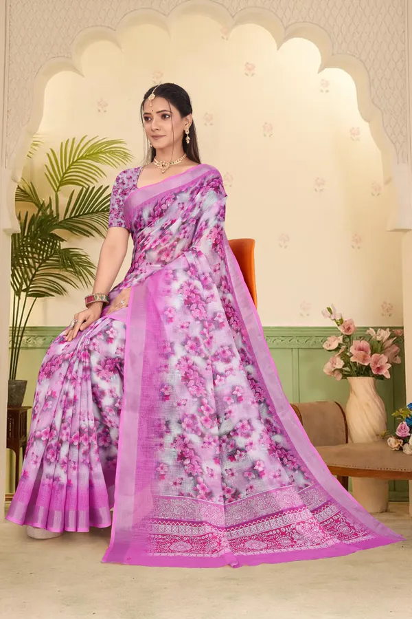 Pink_Cotton_Linen_Digital_Print_Saree_For_Women