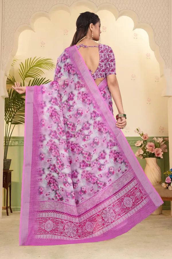 Pink_Cotton_Linen_Digital_Print_Saree_For_Women
