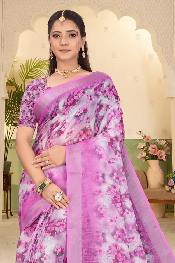 Pink_Cotton_Linen_Digital_Print_Saree_For_Women