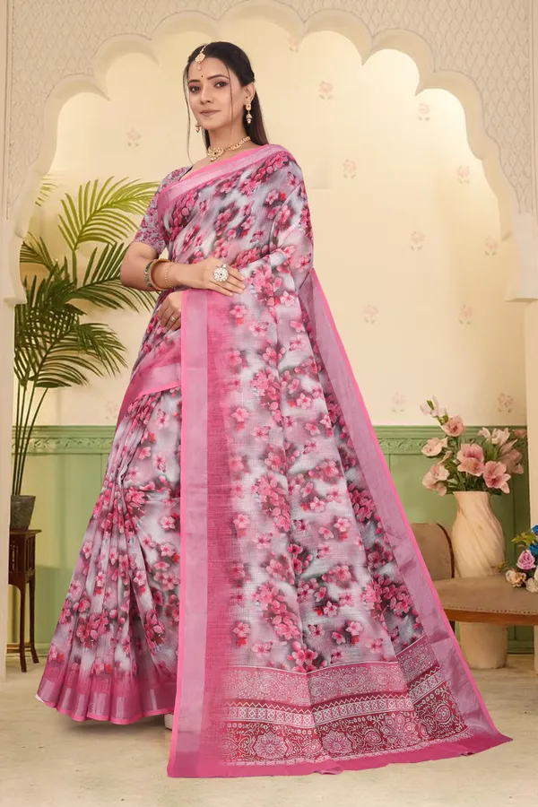 Multicolor_Cotton_Linen_Digital_Print_Saree_For_Women