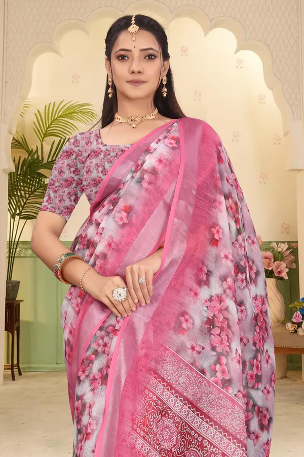 Multicolor_Cotton_Linen_Digital_Print_Saree_For_Women