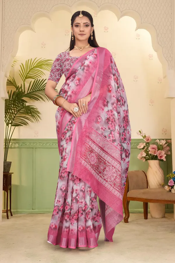 Multicolor_Cotton_Linen_Digital_Print_Saree_For_Women