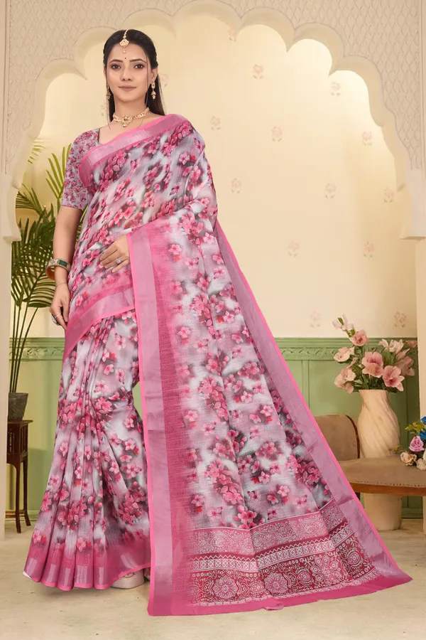 Multicolor_Cotton_Linen_Digital_Print_Saree_For_Women