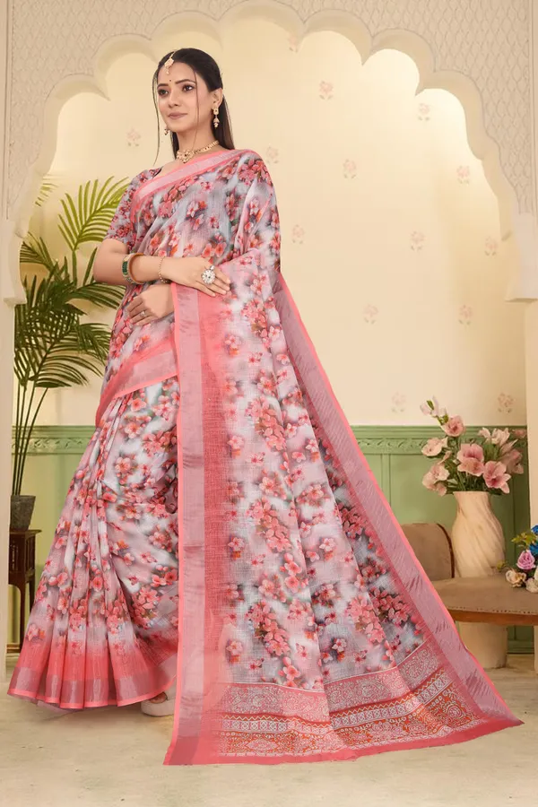 Orange_Cotton_Linen_Digital_Print_Saree_For_Women
