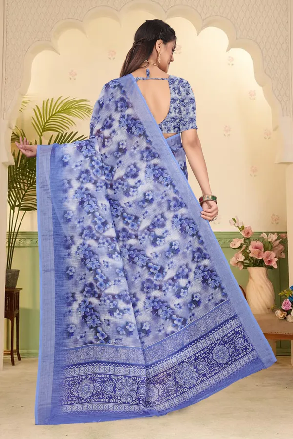 Blue_Cotton_Linen_Digital_Print_Saree_For_Women