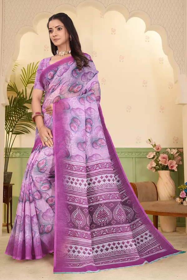 Purple_Cotton_Linen_Digital_Print_Saree_For_Women