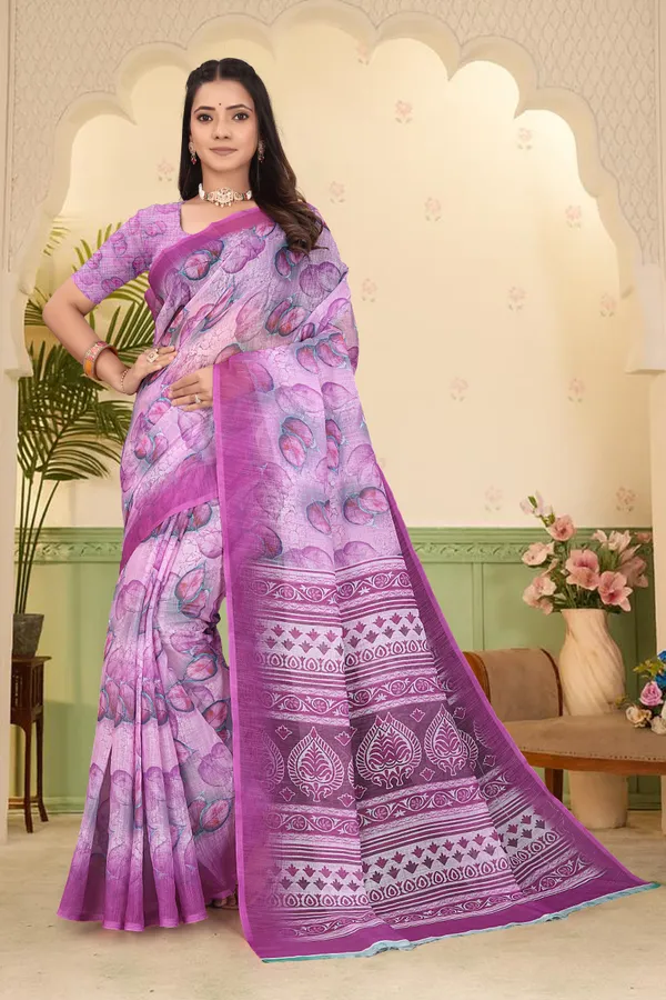 Purple_Cotton_Linen_Digital_Print_Saree_For_Women
