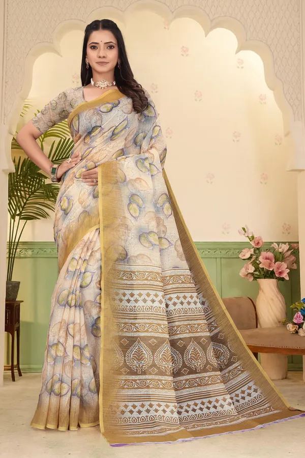 Mustard_Cotton_Linen_Digital_Print_Saree_For_Women