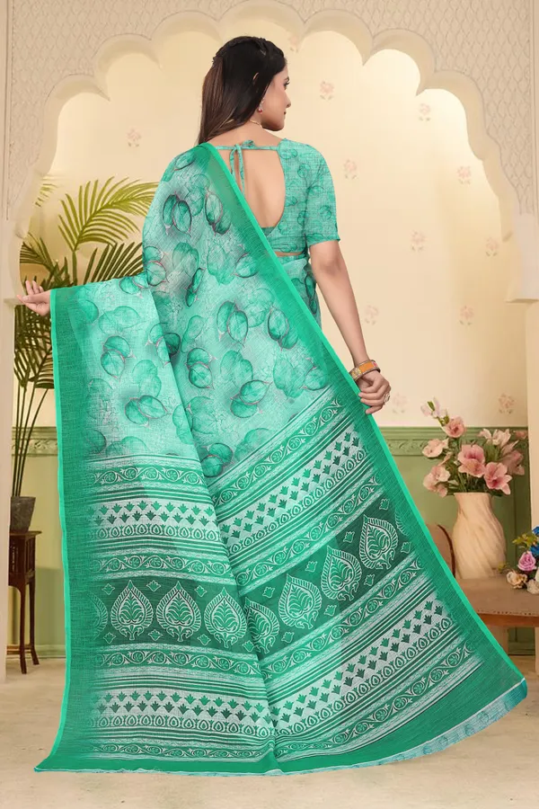 Green_Cotton_Linen_Digital_Print_Saree_For_Women