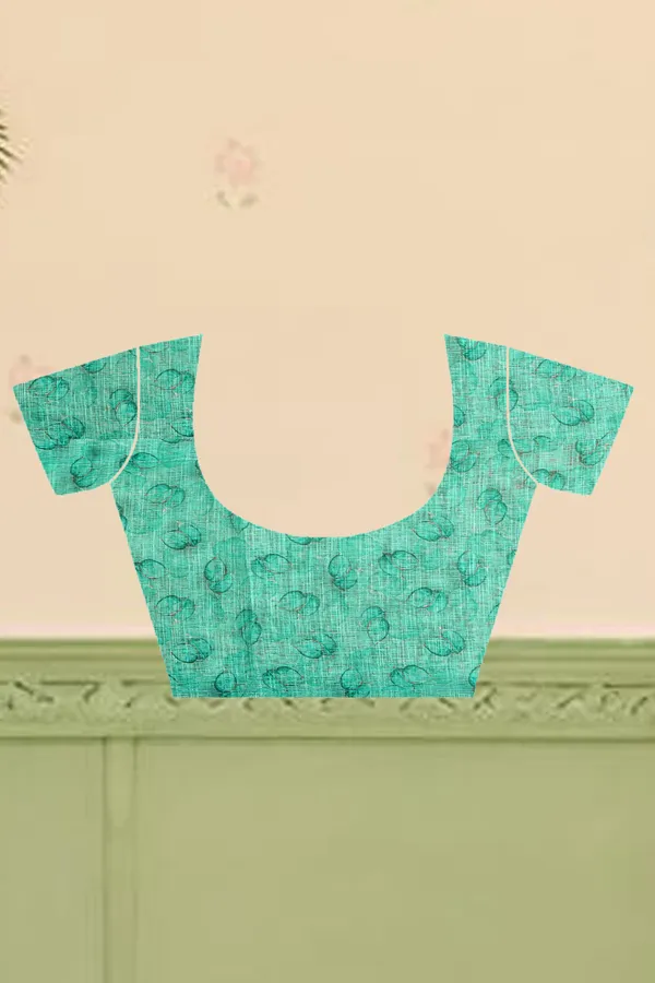 Green_Cotton_Linen_Digital_Print_Saree_For_Women