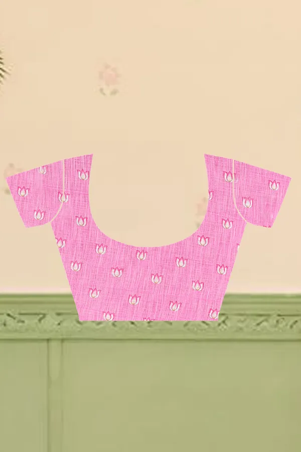 Pink_Cotton_Linen_Digital_Print_Saree_For_Women