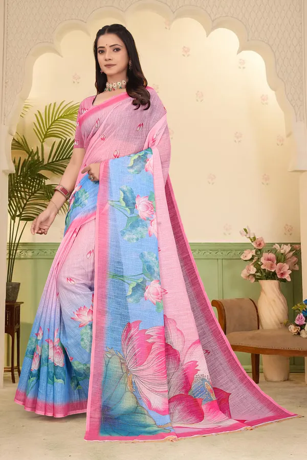 Multicolor_Cotton_Linen_Digital_Print_Saree_For_Women