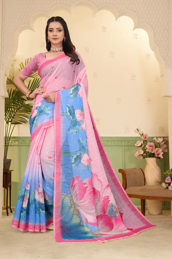 Multicolor_Cotton_Linen_Digital_Print_Saree_For_Women