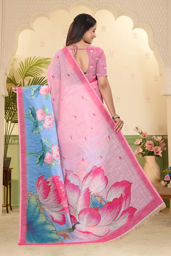 Multicolor_Cotton_Linen_Digital_Print_Saree_For_Women