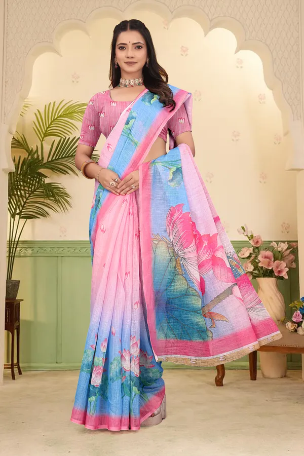 Multicolor_Cotton_Linen_Digital_Print_Saree_For_Women