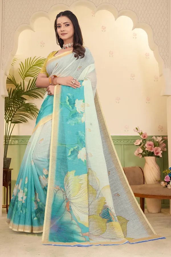 Orange_Cotton_Linen_Digital_Print_Saree_For_Women