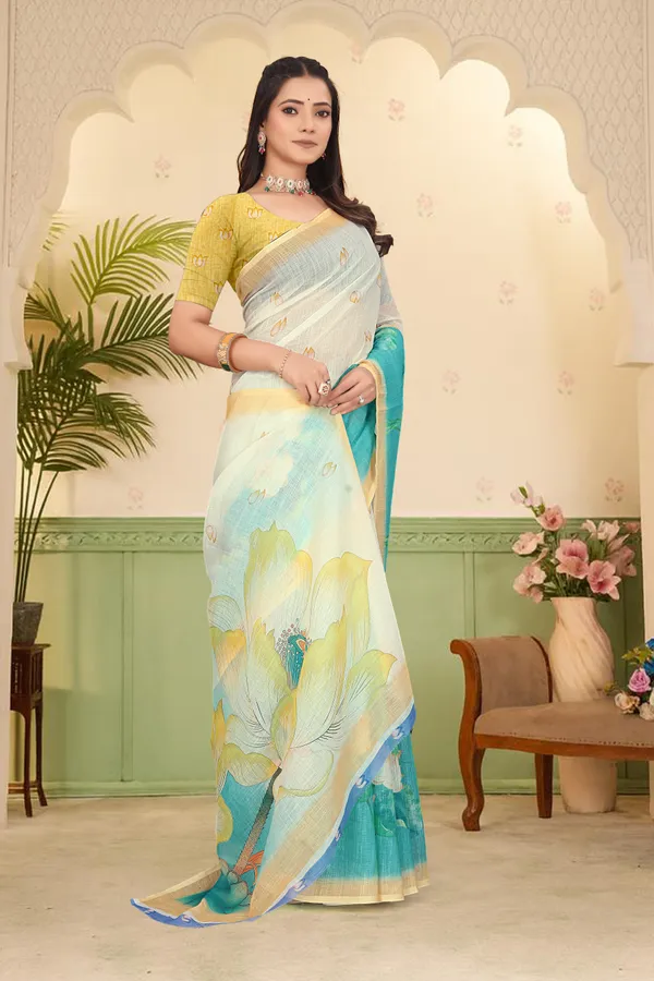 Orange_Cotton_Linen_Digital_Print_Saree_For_Women
