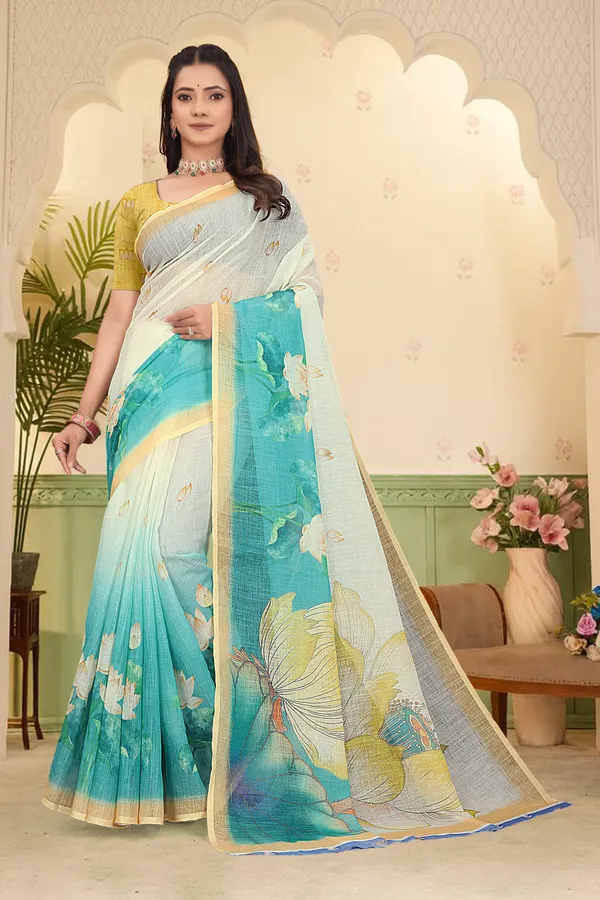 Orange_Cotton_Linen_Digital_Print_Saree_For_Women